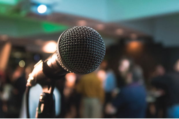 Close up of a microphone